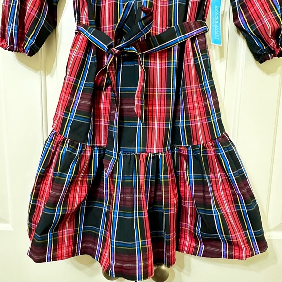NWT Draper James 3/4 Sleeved Red Plaid Tiered Open Bow Back Dress Size Small - Picture 5 of 10